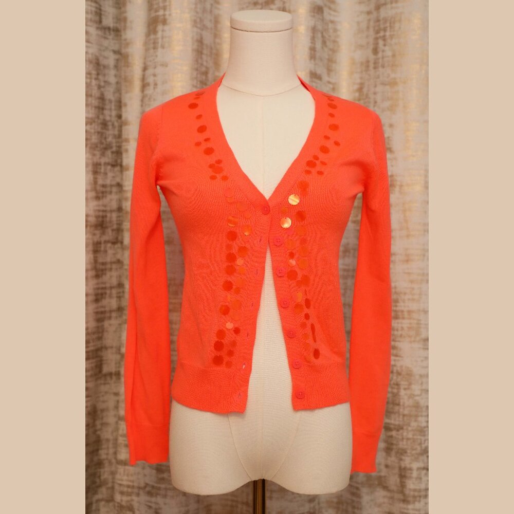 Cherokee Orange Sherbet V-Neck Cardigan with Sequin Trim Size XS (Girls L)